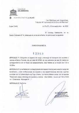 Ordenanza nº 12313 de 2022