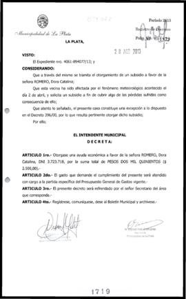 Decreto n° 1719 de 2013, Bruera, Oscar Pablo
