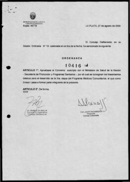 Ordenanza n° 10416 de 2008