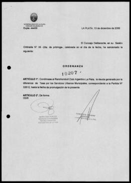 Ordenanza n° 10207 de 2006