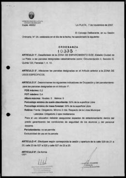 Ordenanza n° 10335 de 2007