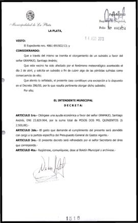 Decreto n° 1518 de 2013, Bruera, Oscar Pablo