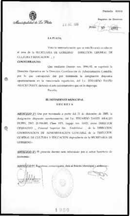 Decreto n° 1950 de 2005, Alak, Julio Cesar