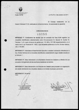 Ordenanza n° 10855 de 2011