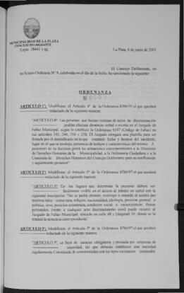 Ordenanza n° 9309 de 2001