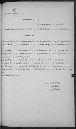 Ordenanza n° 85 de 1926