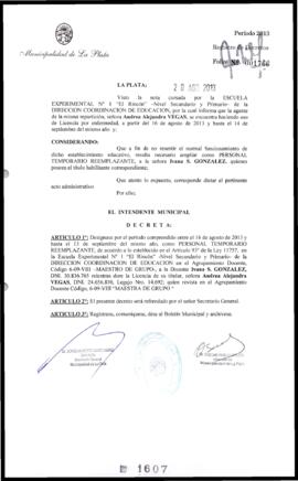 Decreto n° 1607 de 2013, Bruera, Oscar Pablo