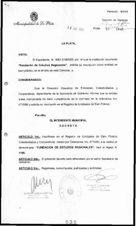 Decreto n° 838 de 2005, Alak, Julio Cesar