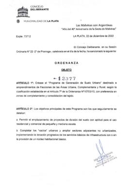 Ordenanza nº 12377 de 2022