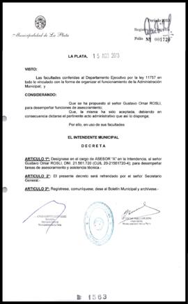 Decreto n° 1563 de 2013, Bruera, Oscar Pablo