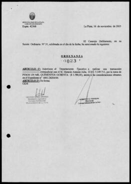 Ordenanza n° 10023 de 2005