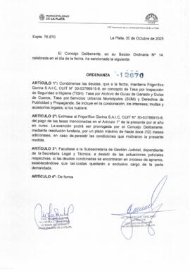 Ordenanza n° 12670 de 2025