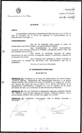 Decreto n° 2285 de 2013, Bruera, Oscar Pablo