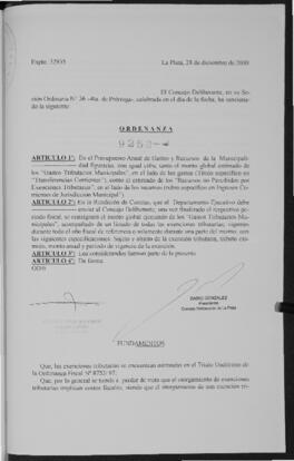 Ordenanza n° 9252 de 2000