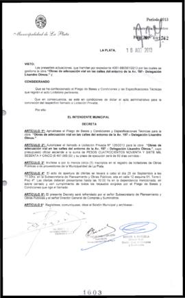 Decreto n° 1603 de 2013, Bruera, Oscar Pablo