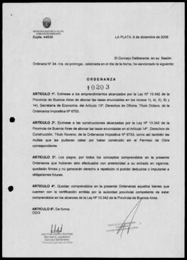 Ordenanza n° 10203 de 2006