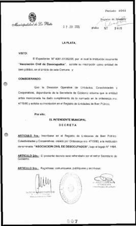 Decreto n° 807 de 2005, Alak, Julio Cesar