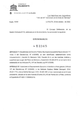 Ordenanza nº 12345 de 2022