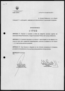 Ordenanza n° 10792 de 2011