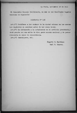 Ordenanza n° 138 de 1933