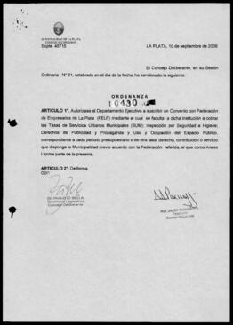 Ordenanza n° 10430 de 2008