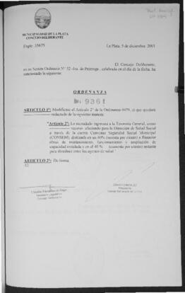 Ordenanza n° 9361 de 2001