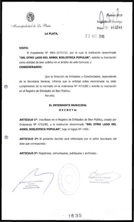 Decreto n° 1635 de 2013, Bruera, Oscar Pablo