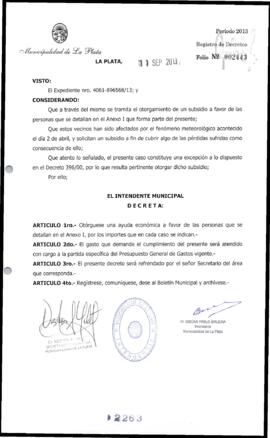 Decreto n° 2263 de 2013, Bruera, Oscar Pablo