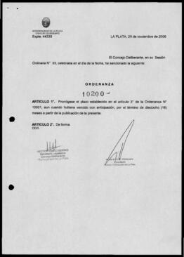 Ordenanza n° 10200 de 2006