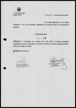 Ordenanza n° 10476 de 2008