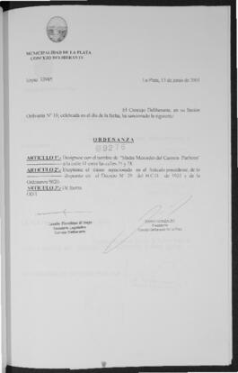 Ordenanza n° 9276 de 2001