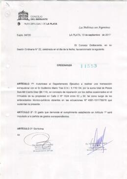 Ordenanza nº 11553 de 2017