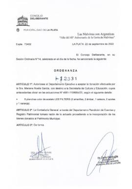 Ordenanza nº 12331 de 2022