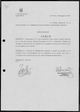 Ordenanza n° 10581 de 2009