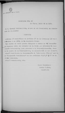 Ordenanza n° 0057 de 1927