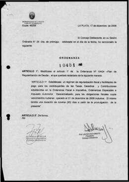 Ordenanza n° 10481 de 2008