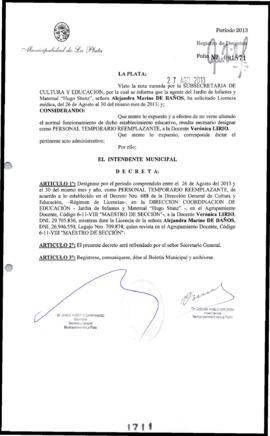 Decreto n° 1711 de 2013, Bruera, Oscar Pablo