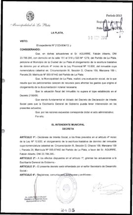 Decreto n° 2485 de 2013, Bruera, Oscar Pablo