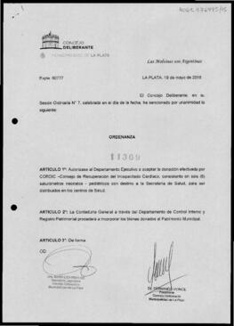 Ordenanza n° 11369 de 2016