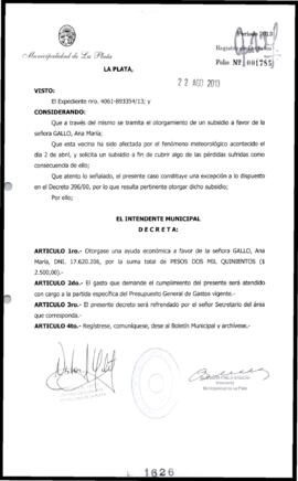 Decreto n° 1626 de 2013, Bruera, Oscar Pablo