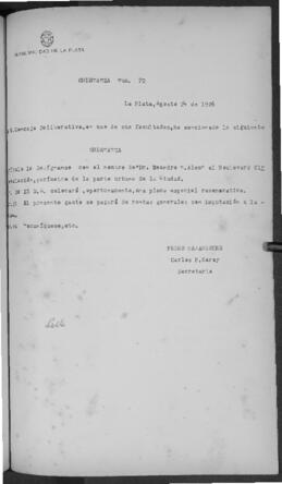 Ordenanza n° 72 de 1926