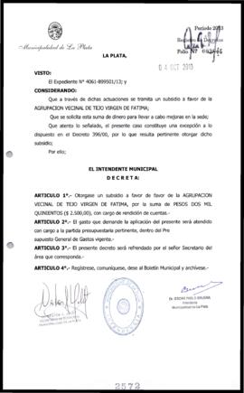 Decreto n° 2572 de 2013, Bruera, Oscar Pablo