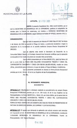 Decreto nº 481 de 2023, GARRO, Julio cesar