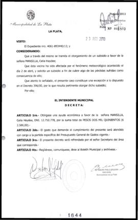 Decreto n° 1644 de 2013, Bruera, Oscar Pablo