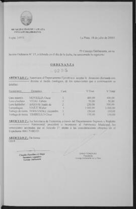 Ordenanza n° 9295 de 2001