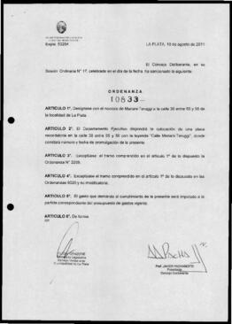 Ordenanza n° 10833 de 2011