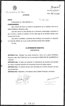 Decreto n° 1542 de 2013, Bruera, Oscar Pablo