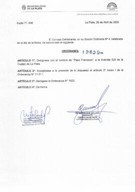 Ordenanza n° 12639 de 2025