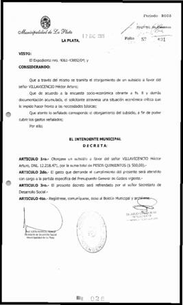 Decreto n° 26 de 2005, Alak, Julio Cesar