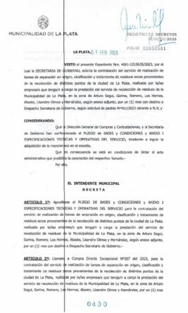 Decreto nº 430 de 2023, GARRO, Julio cesar